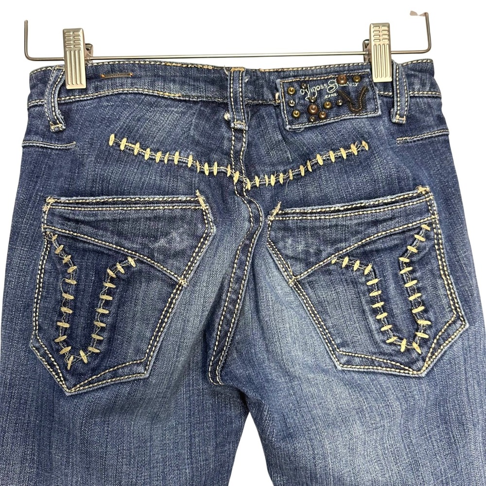 Vigoss Studio Y2K Viaudio Womens Medium Wash Bootcut Jeans Thick Stitch Denim 27